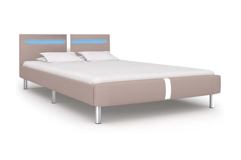 Sengestel Med Led 120 X 200 Cm Cappuccinofarvet Kunstlæder - Beige - Møbler - Senge - Sengeramme & sengestel