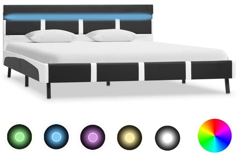 Sengestel med LED 120 x 200 cm kunstlæder grå - Grå - Sengeramme & sengestel