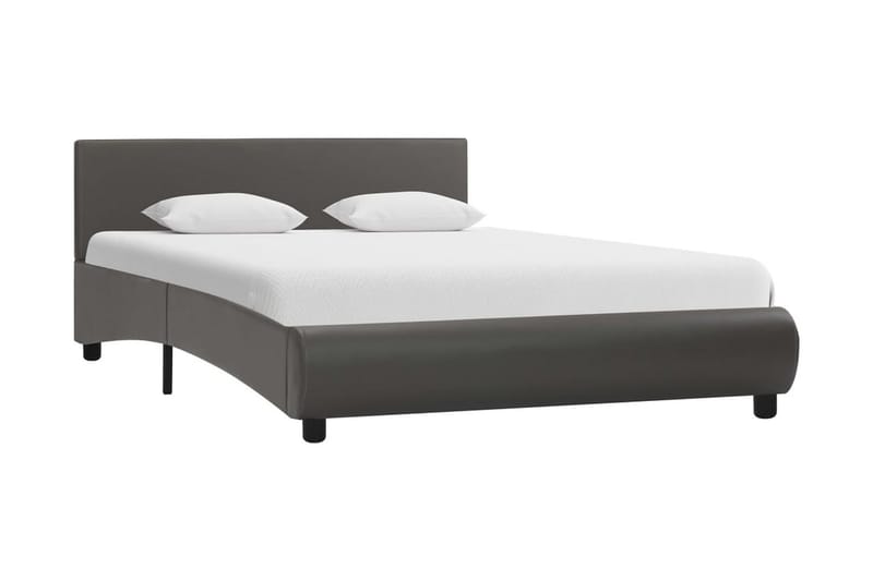 Sengestel Med Led 120 X 200 Cm Kunstlæder Grå - Grå - Møbler - Senge - Sengeramme & sengestel
