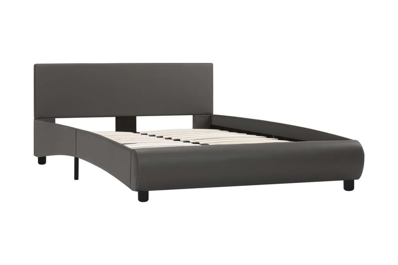 Sengestel Med Led 120 X 200 Cm Kunstlæder Grå - Grå - Møbler - Senge - Sengeramme & sengestel