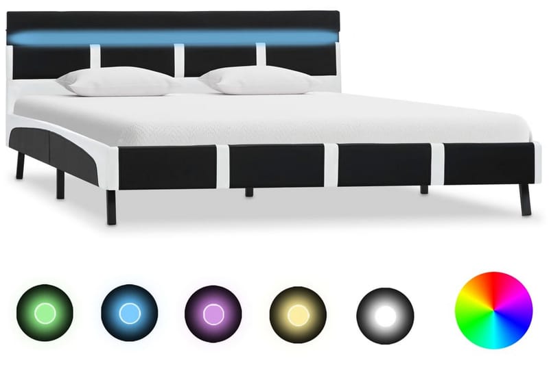Sengestel med LED 120 x 200 cm kunstlæder sort - Sort - Møbler - Senge - Sengeramme & sengestel