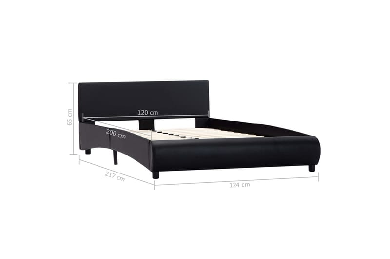 Sengestel Med Led 120 X 200 Cm Kunstlæder Sort - Sort - Møbler - Senge - Sengeramme & sengestel