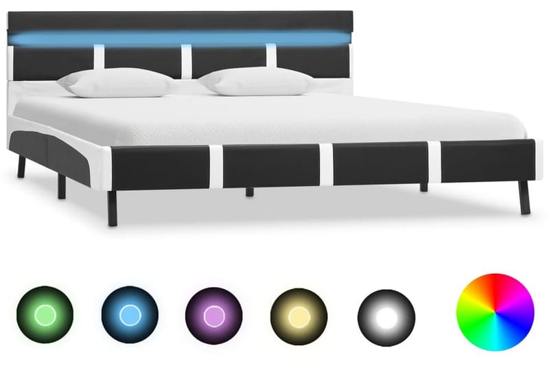 Sengestel med LED 140 x 200 cm kunstlæder grå - Grå - Møbler - Senge - Sengeramme & sengestel