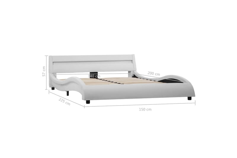 Sengestel Med Led 140 X 200 Cm Kunstlæder Hvid - Hvid - Møbler - Senge - Sengeramme & sengestel