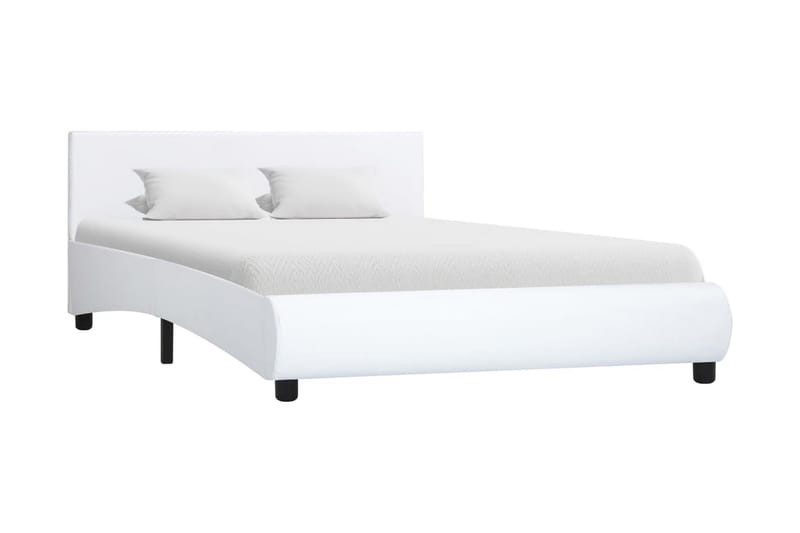 Sengestel Med Led 140 X 200 Cm Kunstlæder Hvid - Hvid - Møbler - Senge - Sengeramme & sengestel