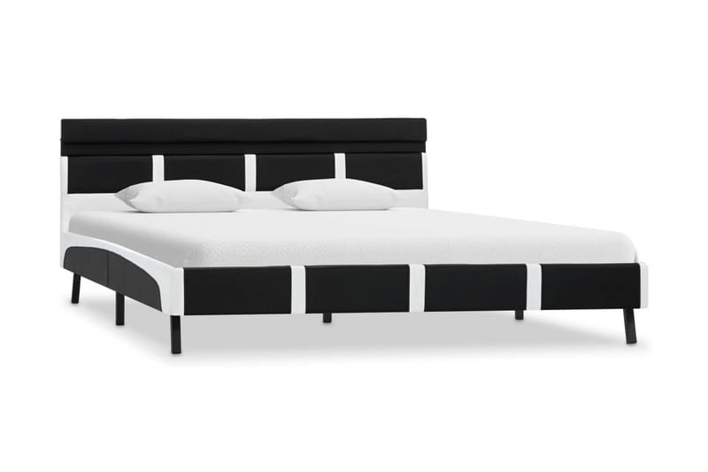 Sengestel med LED 140 x 200 cm kunstlæder sort - Sort - Møbler - Senge - Sengeramme & sengestel