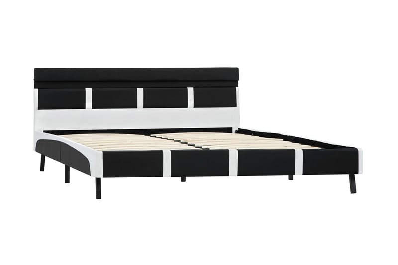 Sengestel med LED 140 x 200 cm kunstlæder sort - Sort - Møbler - Senge - Sengeramme & sengestel