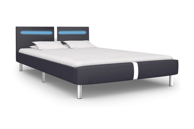 Sengestel Med Led 140 X 200 Cm Sort Kunstlæder - Sort - Møbler - Senge - Sengeramme & sengestel