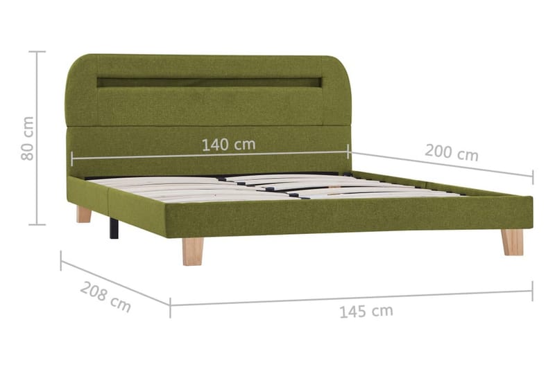 Sengestel Med Led 140 X 200 Cm Stof Grøn - Grøn - Møbler - Senge - Sengeramme & sengestel