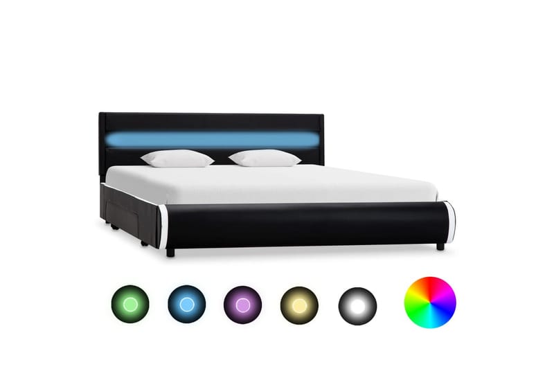 Sengestel Med Led 140x200 cm Kunstlæder Sort - Møbler - Senge - Sengeramme & sengestel