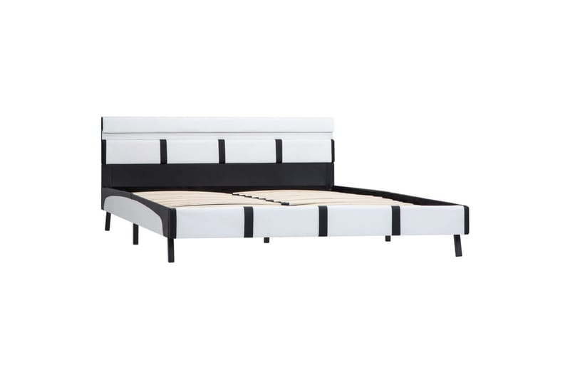 Sengestel med LED 160 x 200 cm kunstlæder hvid - Hvid - Møbler - Senge - Sengeramme & sengestel