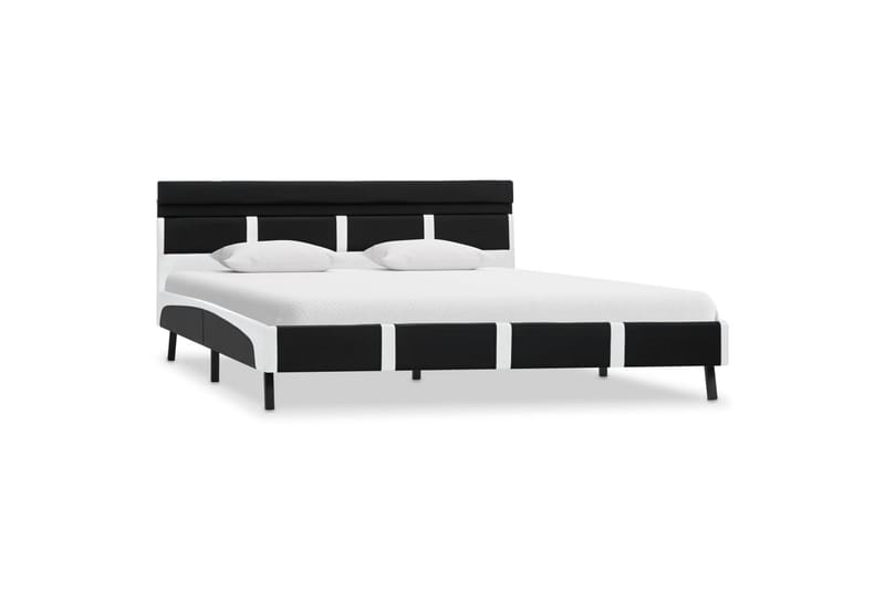 Sengestel med LED 160 x 200 cm kunstlæder sort - Sort - Møbler - Senge - Sengeramme & sengestel
