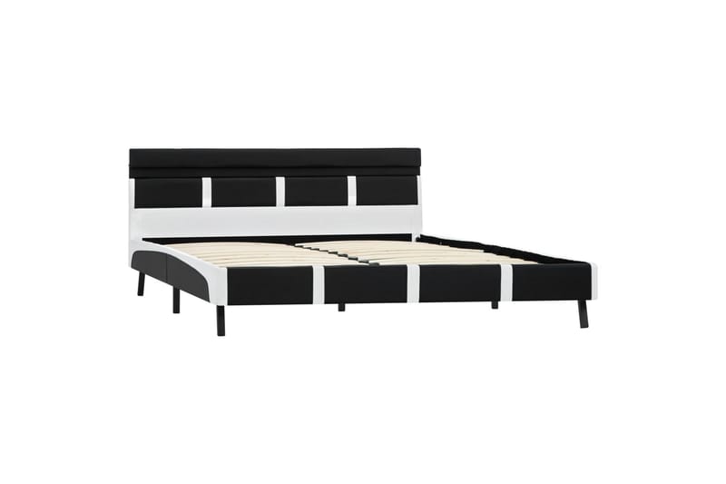 Sengestel med LED 160 x 200 cm kunstlæder sort - Sort - Møbler - Senge - Sengeramme & sengestel
