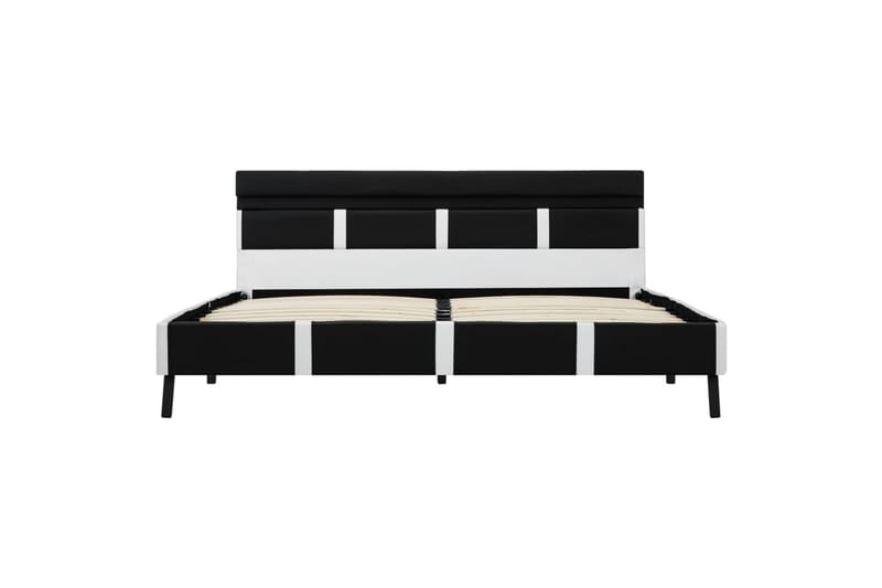 Sengestel med LED 160 x 200 cm kunstlæder sort - Sort - Møbler - Senge - Sengeramme & sengestel