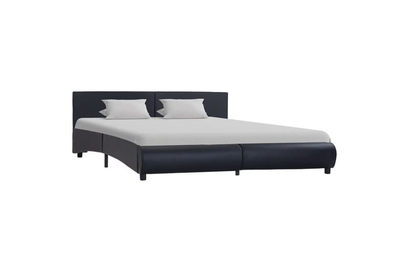 Sengestel Med Led 160 X 200 Cm Kunstlæder Sort - Sort - Møbler - Senge - Sengeramme & sengestel
