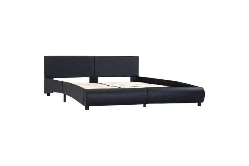 Sengestel Med Led 160 X 200 Cm Kunstlæder Sort - Sort - Møbler - Senge - Sengeramme & sengestel