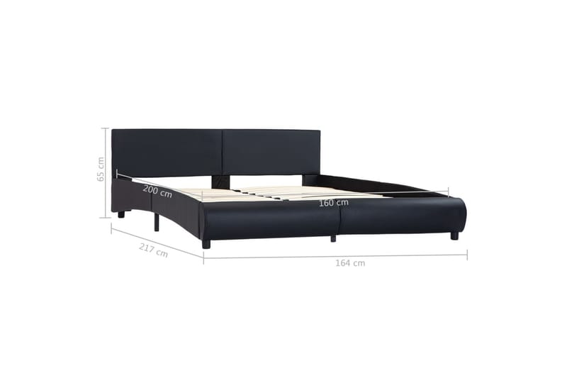 Sengestel Med Led 160 X 200 Cm Kunstlæder Sort - Sort - Møbler - Senge - Sengeramme & sengestel