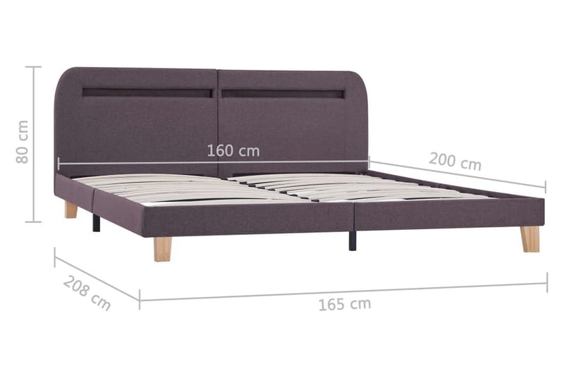 Sengestel Med Led 160 X 200 Cm Stof Gråbrun - Brun - Møbler - Senge - Sengeramme & sengestel