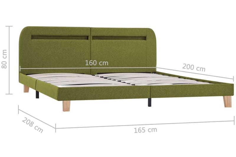 Sengestel Med Led 160 X 200 Cm Stof Grøn - Grøn - Møbler - Senge - Sengeramme & sengestel