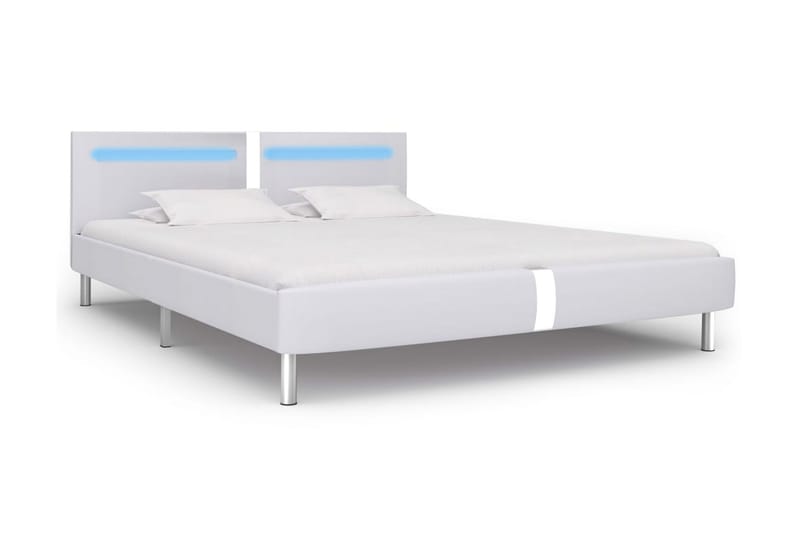 Sengestel Med Led 180 X 200 Cm Hvid Kunstlæder - Hvid - Møbler - Senge - Sengeramme & sengestel