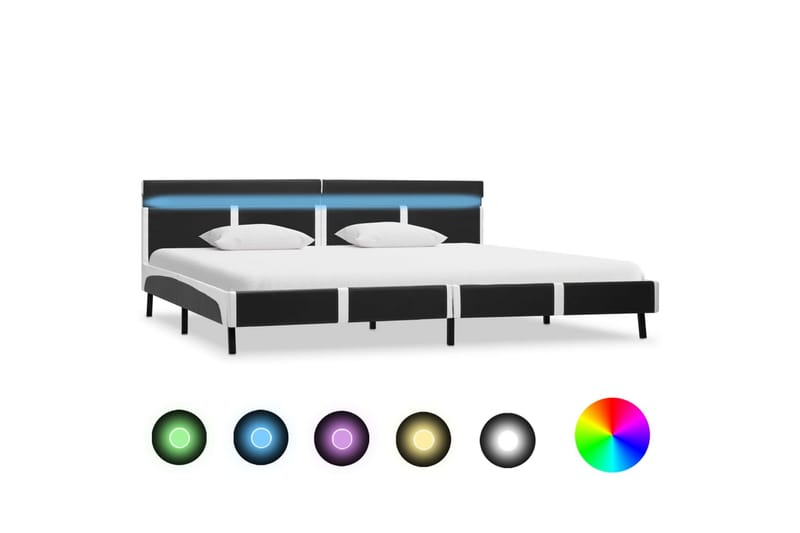 Sengestel med LED 180 x 200 cm kunstlæder grå - Grå - Møbler - Senge - Sengeramme & sengestel