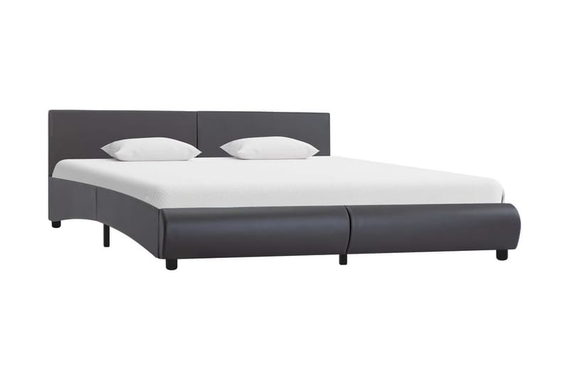 Sengestel Med Led 180 X 200 Cm Kunstlæder Grå - Grå - Møbler - Senge - Sengeramme & sengestel
