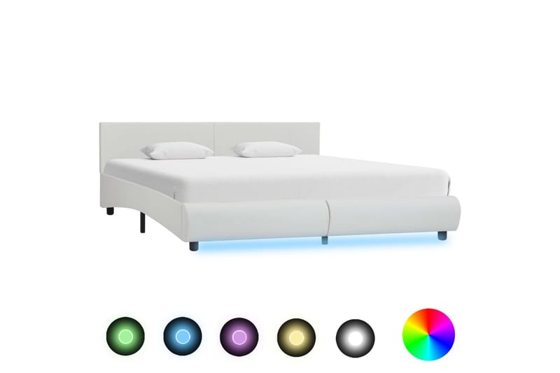 Sengestel Med Led 180 X 200 Cm Kunstlæder Hvid - Hvid - Møbler - Senge - Sengeramme & sengestel