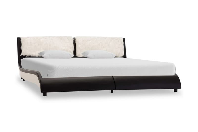 Sengestel med LED 180 x 200 cm kunstlæder sort og hvid - Sort - Møbler - Senge - Sengeramme & sengestel