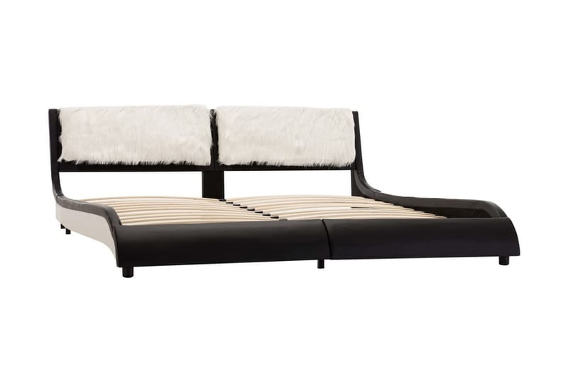 Sengestel med LED 180 x 200 cm kunstlæder sort og hvid - Sort - Møbler - Senge - Sengeramme & sengestel