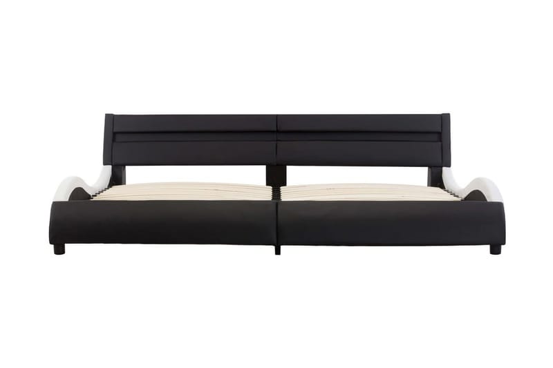 Sengestel Med Led 180 X 200 Cm Kunstlæder Sort Og Hvid - Sort - Møbler - Senge - Sengeramme & sengestel
