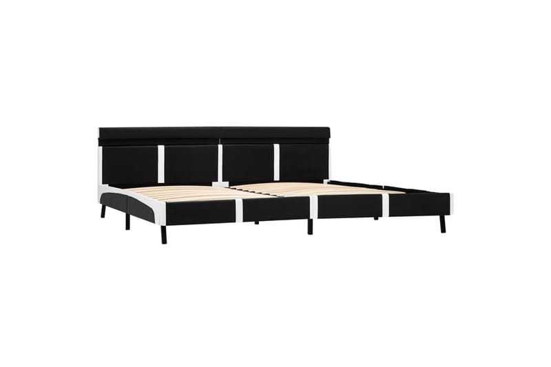 Sengestel med LED 180 x 200 cm kunstlæder sort - Sort - Møbler - Senge - Sengeramme & sengestel