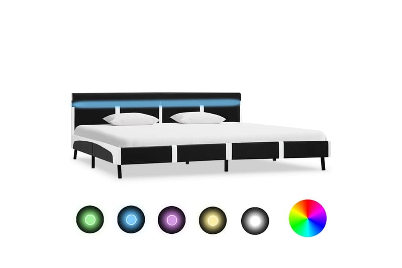 Sengestel med LED 180 x 200 cm kunstlæder sort - Sort - Møbler - Senge - Sengeramme & sengestel