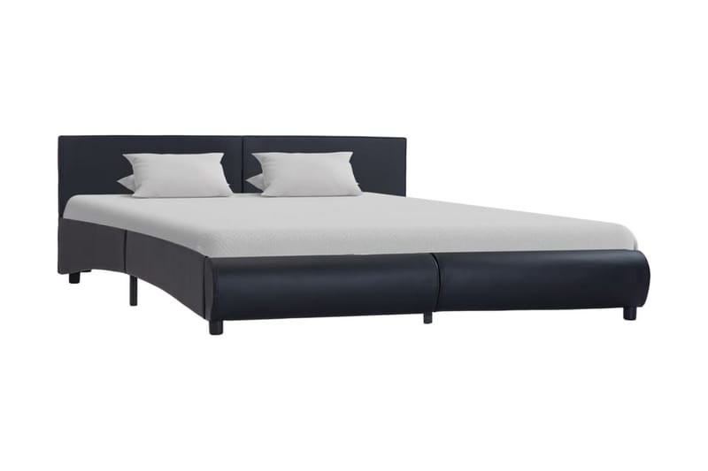 Sengestel Med Led 180 X 200 Cm Kunstlæder Sort - Sort - Møbler - Senge - Sengeramme & sengestel