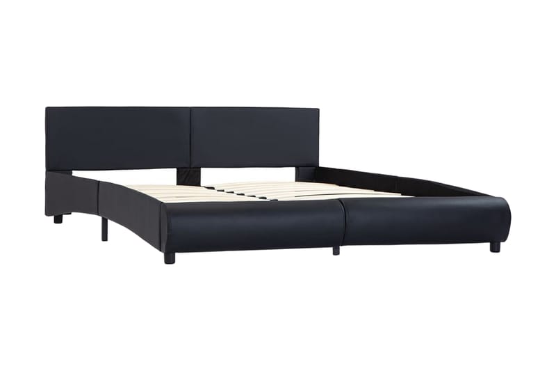 Sengestel Med Led 180 X 200 Cm Kunstlæder Sort - Sort - Møbler - Senge - Sengeramme & sengestel