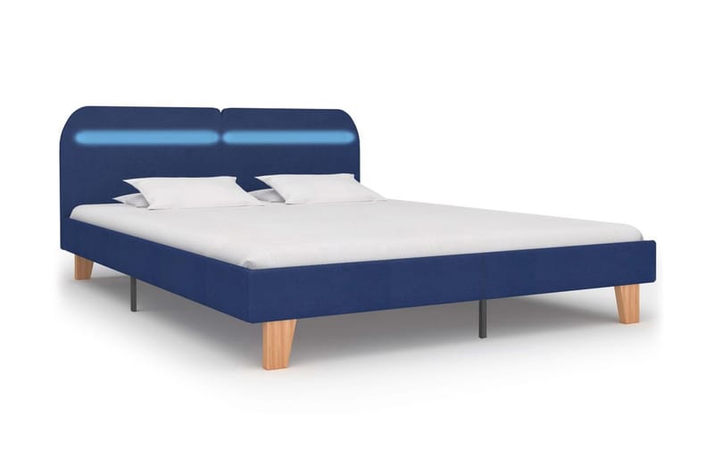 Sengestel Med Led 180 X 200 Cm Stof Blå - Blå - Møbler - Senge - Sengeramme & sengestel