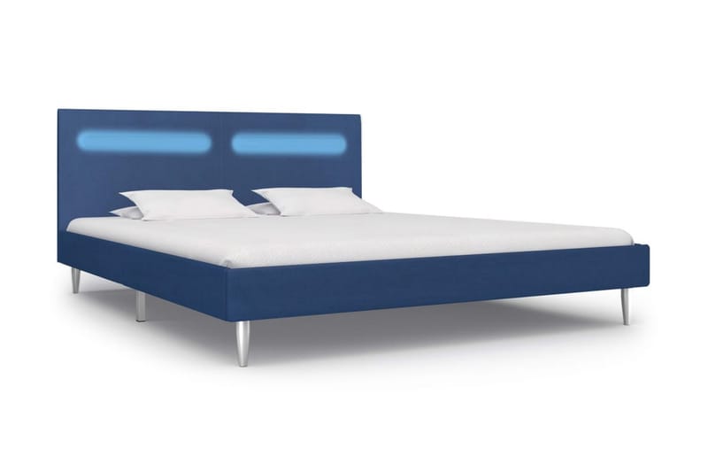 Sengestel Med Led 180 X 200 Cm Stof Blå - Blå - Møbler - Senge - Sengeramme & sengestel