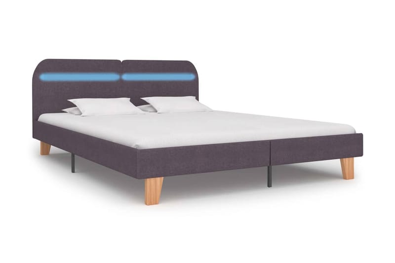 Sengestel Med Led 180 X 200 Cm Stof Gråbrun - Brun - Møbler - Senge - Sengeramme & sengestel