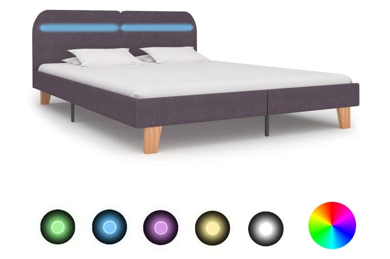 Sengestel Med Led 180 X 200 Cm Stof Gråbrun - Brun - Møbler - Senge - Sengeramme & sengestel