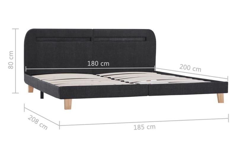 Sengestel Med Led 180 X 200 Cm Stof Mørkegrå - Grå - Møbler - Senge - Sengeramme & sengestel