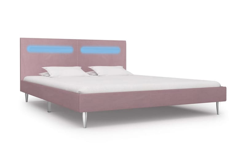 Sengestel Med Led 180 X 200 Cm Stof Pink - Lyserød - Møbler - Senge - Sengeramme & sengestel