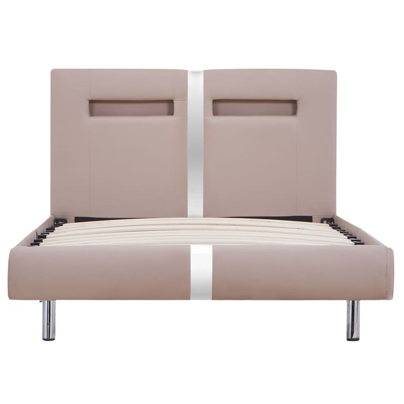 Sengestel Med Led 90 X 200 Cm Cappuccinofarvet Kunstlæder - Beige - Møbler - Senge - Sengeramme & sengestel