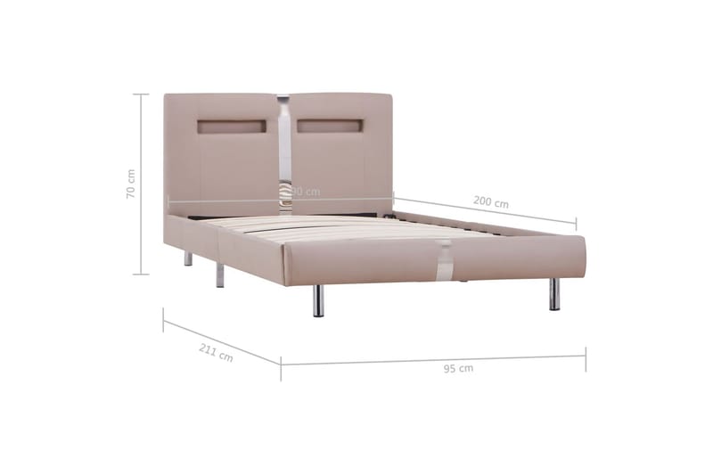 Sengestel Med Led 90 X 200 Cm Cappuccinofarvet Kunstlæder - Beige - Møbler - Senge - Sengeramme & sengestel