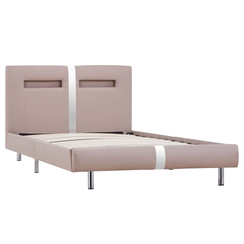 Sengestel Med Led 90 X 200 Cm Cappuccinofarvet Kunstlæder - Beige - Møbler - Senge - Sengeramme & sengestel