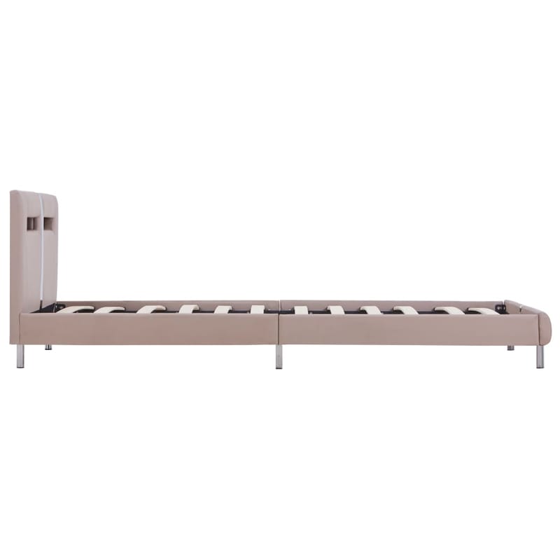Sengestel Med Led 90 X 200 Cm Cappuccinofarvet Kunstlæder - Beige - Møbler - Senge - Sengeramme & sengestel