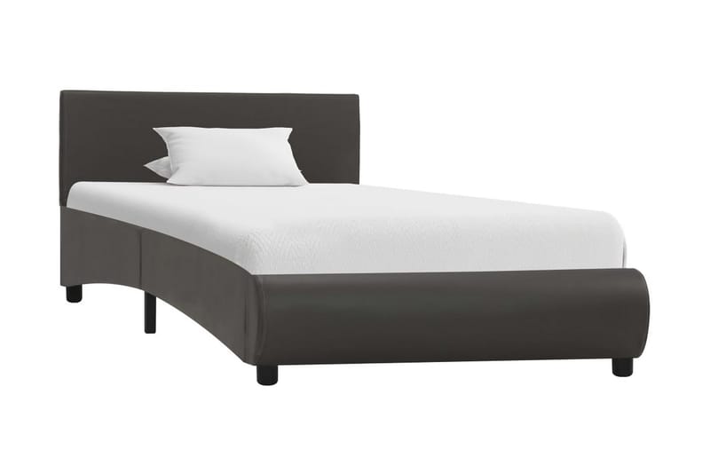 Sengestel Med Led 90 X 200 Cm Kunstlæder Grå - Grå - Møbler - Senge - Sengeramme & sengestel