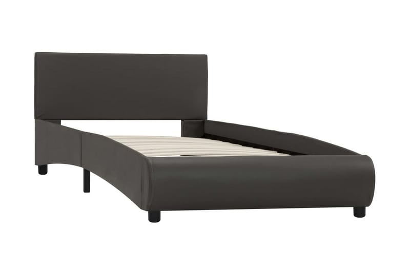 Sengestel Med Led 90 X 200 Cm Kunstlæder Grå - Grå - Møbler - Senge - Sengeramme & sengestel