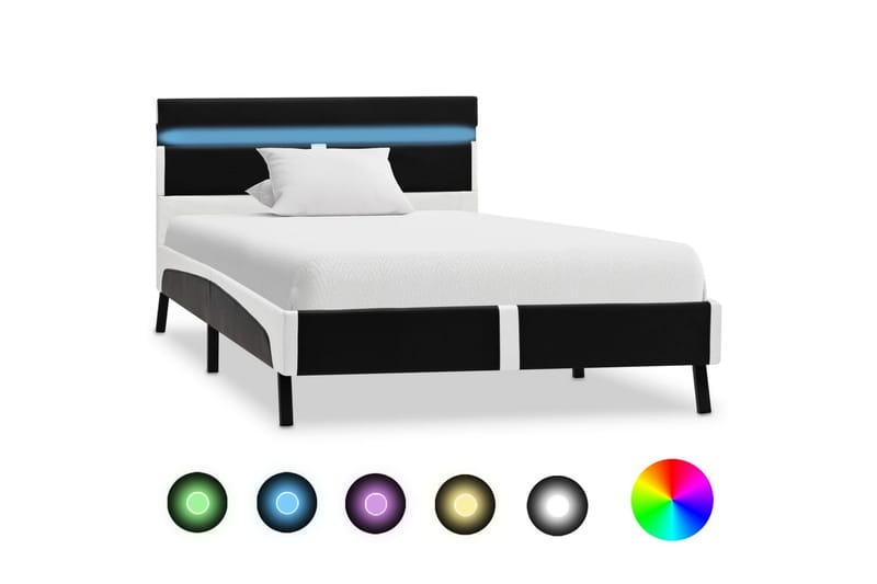 Sengestel med LED 90 x 200 cm kunstlæder sort - Sort - Møbler - Senge - Sengeramme & sengestel