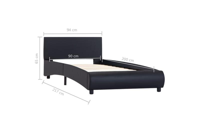 Sengestel Med Led 90 X 200 Cm Kunstlæder Sort - Sort - Møbler - Senge - Sengeramme & sengestel