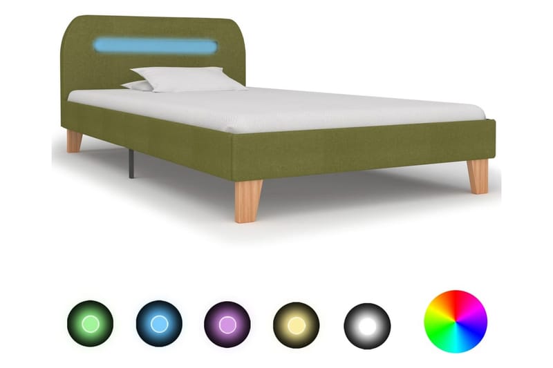Sengestel Med Led 90 X 200 Cm Stof Grøn - Grøn - Møbler - Senge - Sengeramme & sengestel
