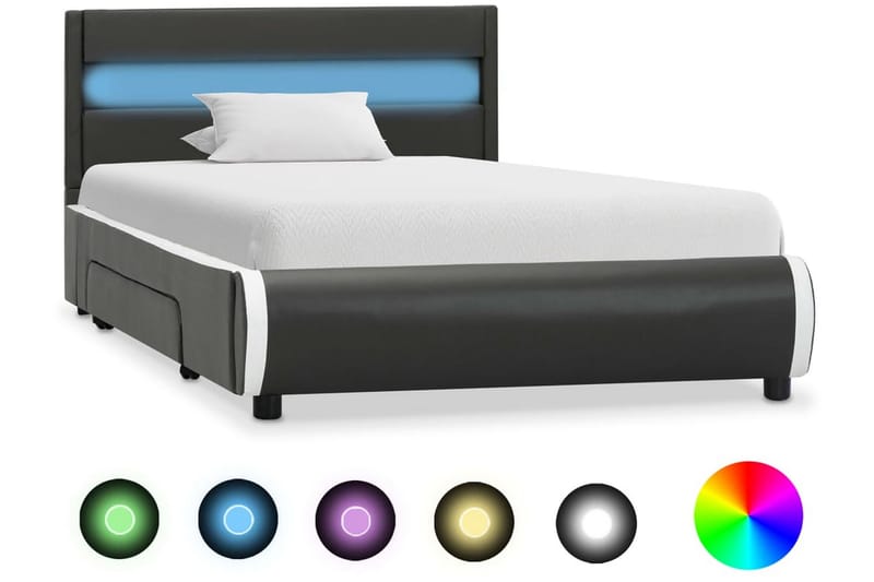 Sengestel Med Led 90x200 cm Kunstlæder Antracitgrå - Møbler - Senge - Sengeramme & sengestel